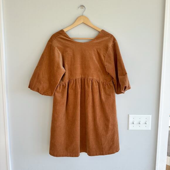 Everlane Dresses & Skirts - Everlane The Corduroy 3/4 Sleeve Mini Dress Camel Tan XS